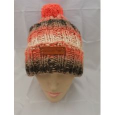 Handmade Čepice s bambulí pruhy oranžová/hnědá×